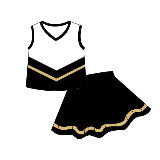 Black golden top matching skorts girls summer yoga outfit preorder