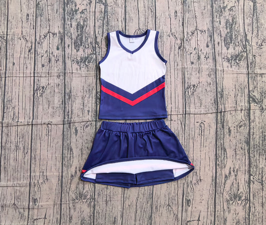 Navy gold top matching skorts girls summer yoga outfit preorder