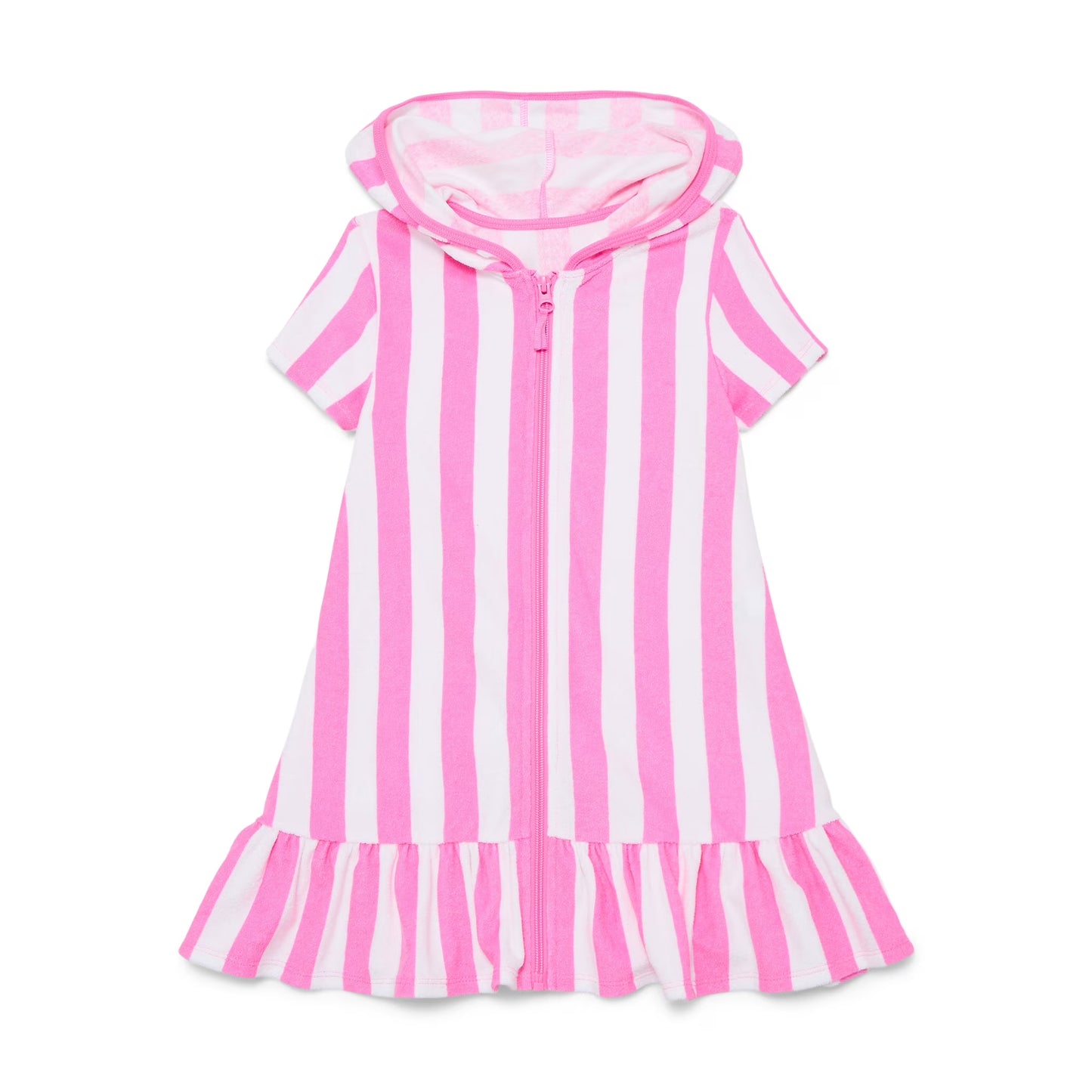 Pink stripes color girls summer yoga zip dress preorder