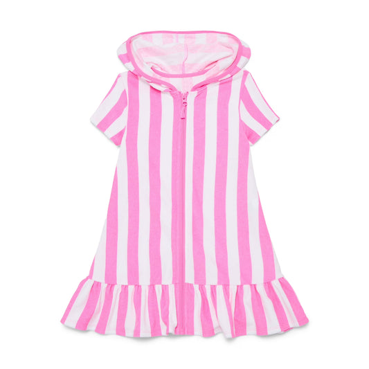 Pink stripes color girls summer yoga zip dress preorder