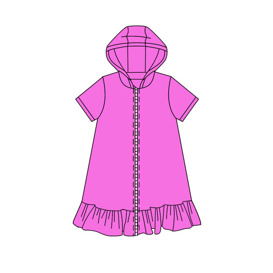 Hot pink color girls summer yoga zip dress preorder
