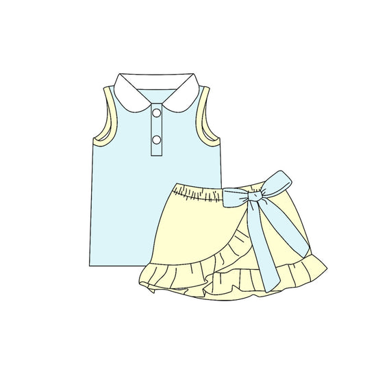 Blue tank top matching skorts girls summer outfit preorder
