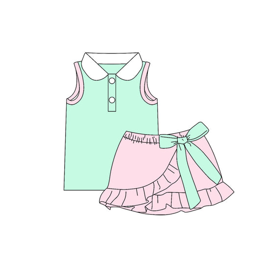Green tank top matching skorts girls summer outfit preorder