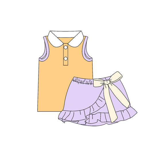 Yellow tank top matching skorts girls summer outfit preorder