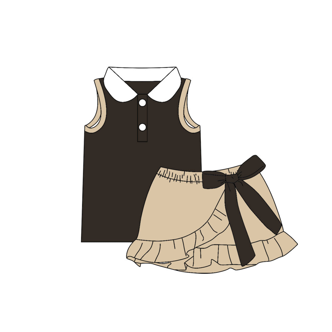 Dark green tank top matching skorts girls summer outfit preorder