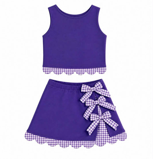 Purple tank top matching skorts girls summer yoga set preorder