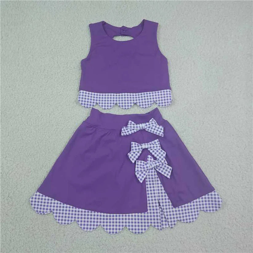 Green tank top matching skirt girls summer active wear yoga outfit
