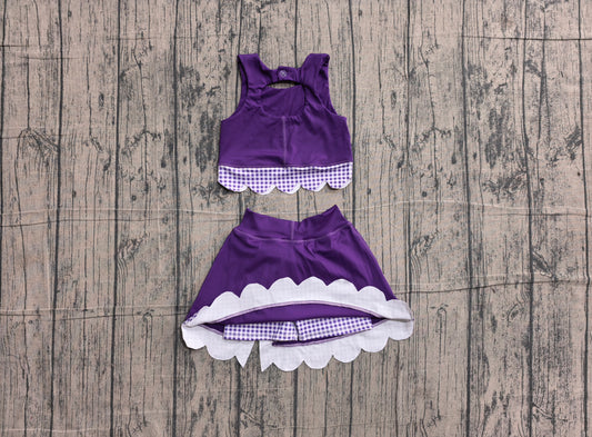 Purple tank top matching skorts girls summer yoga set preorder