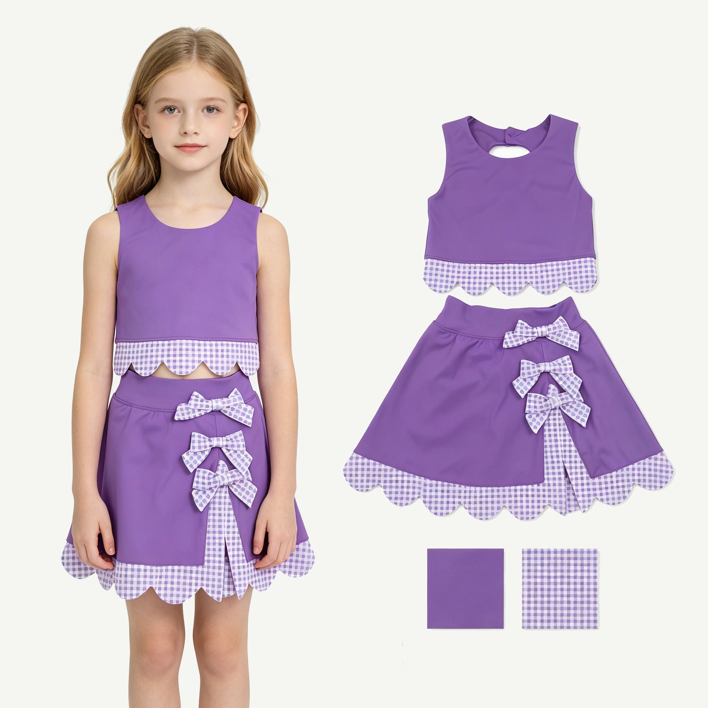 Purple tank top matching skorts girls summer yoga set