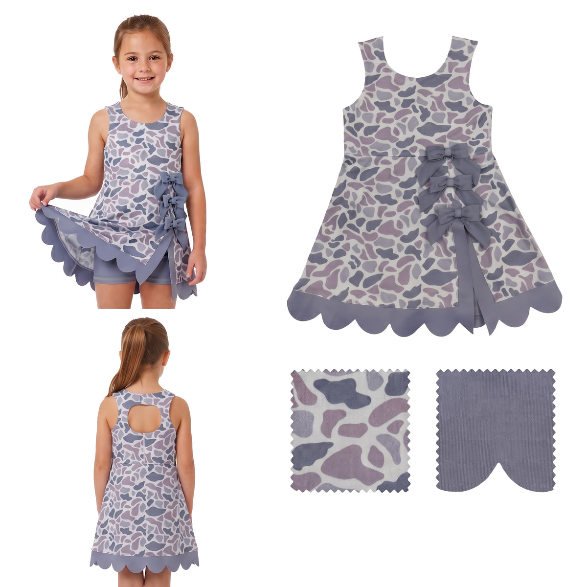 Grey camo color girls summer yoga dress