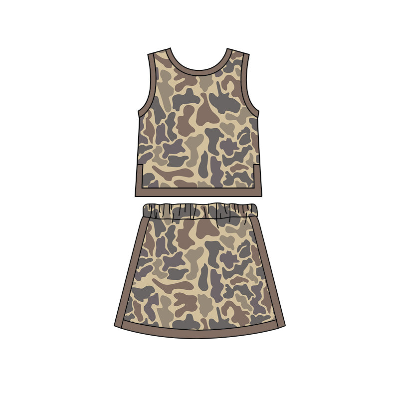 Brown yoga top matching skorts girls summer outfit preorder