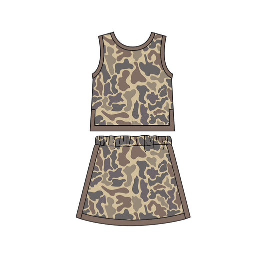 Brown yoga top matching skorts girls summer outfit preorder