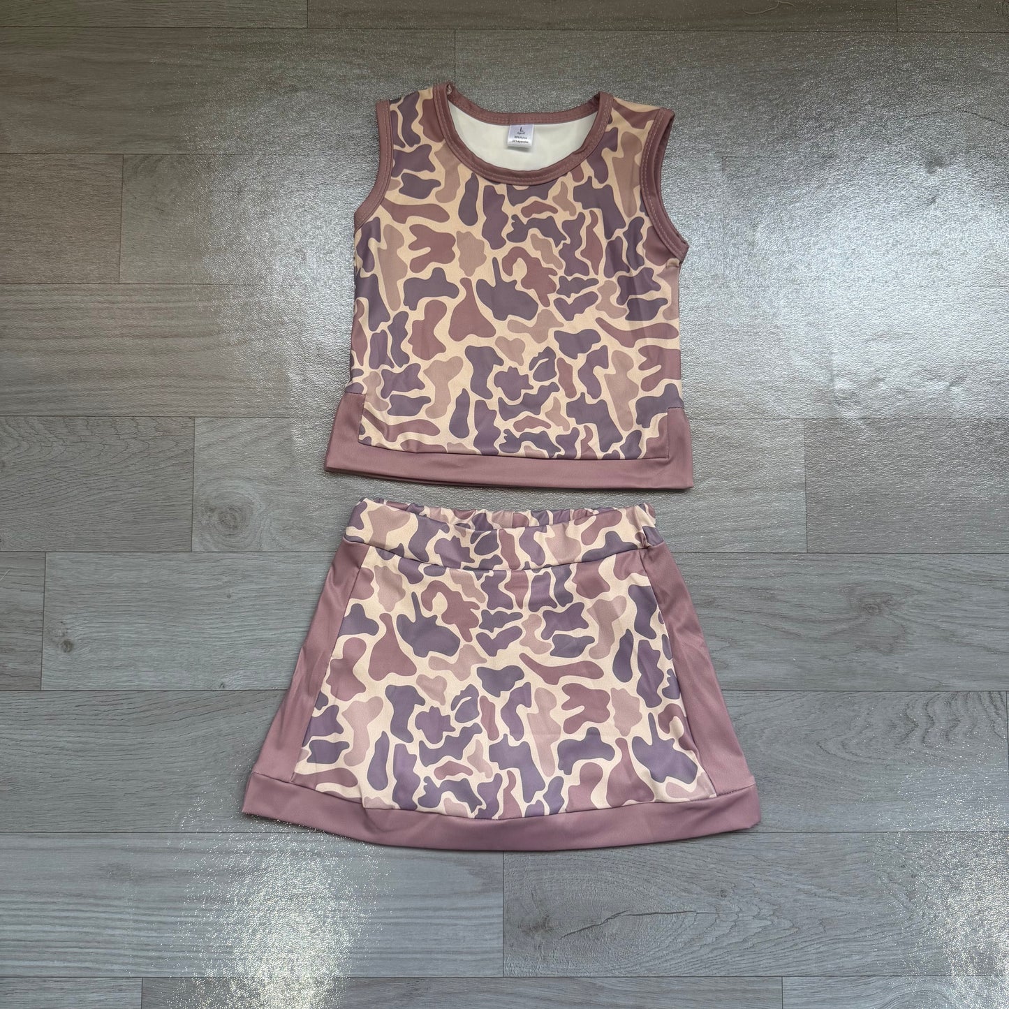 Brown yoga top matching skorts girls summer outfit preorder