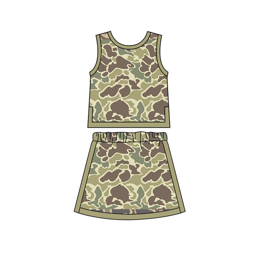 Khaki yoga top matching skorts girls summer outfit preorder