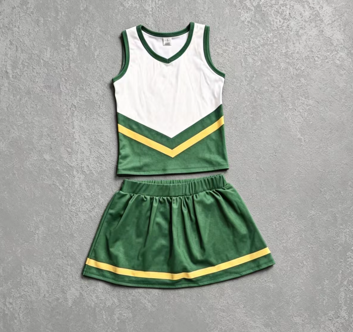Green cheer yoga tank top matching skorts girls summer outfit preorder