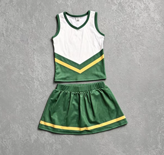 Green cheer yoga tank top matching skorts girls summer outfit preorder