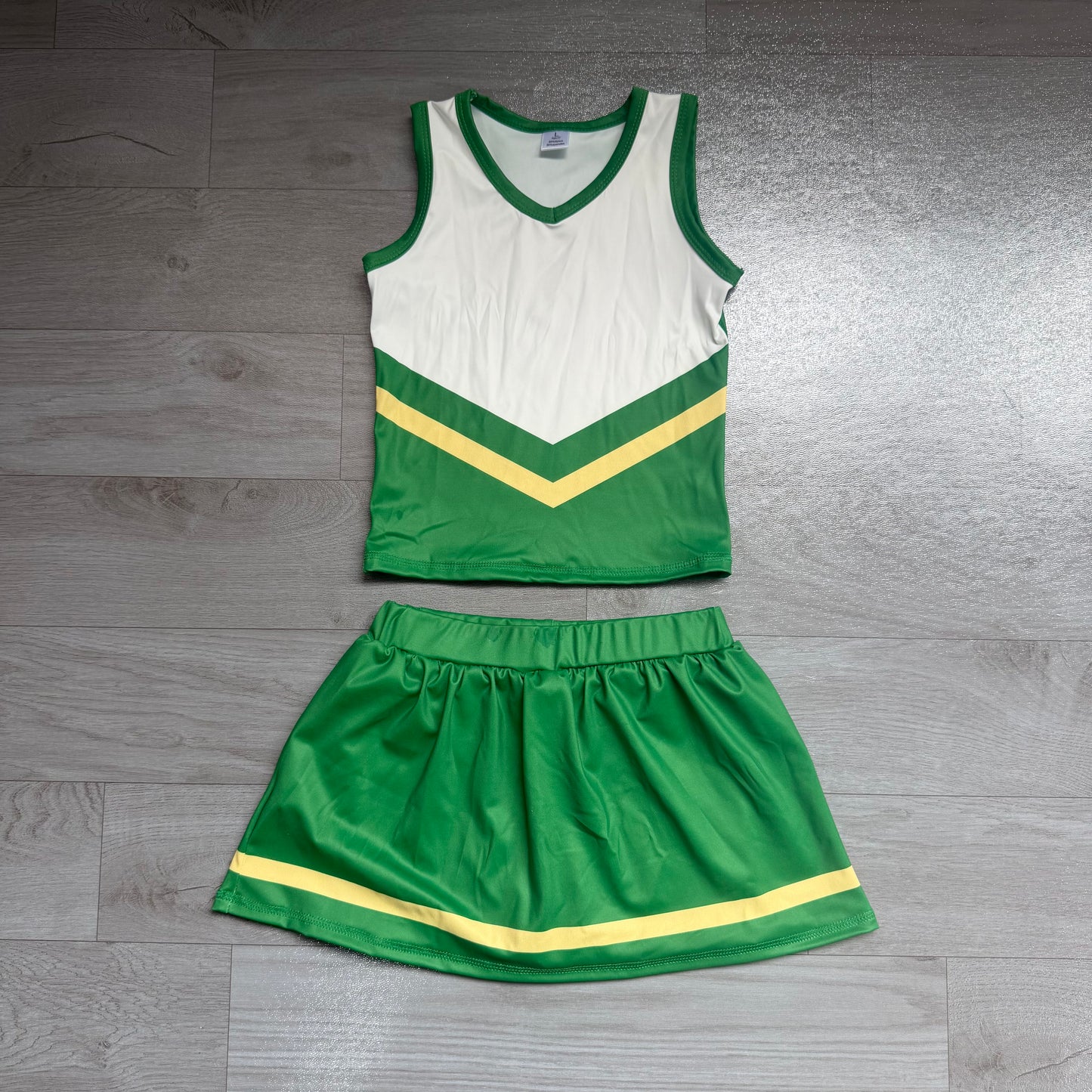 Green cheer yoga tank top matching skorts girls summer outfit preorder