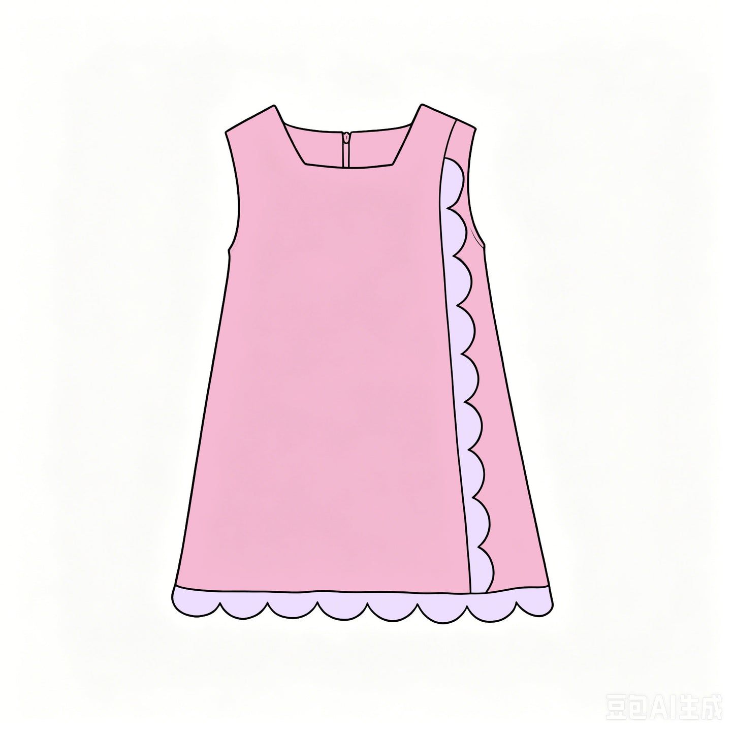 Pink color girls summer yoga scalloped dress preorder
