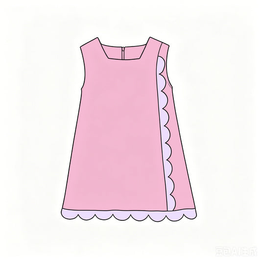 Pink color girls summer yoga scalloped dress preorder