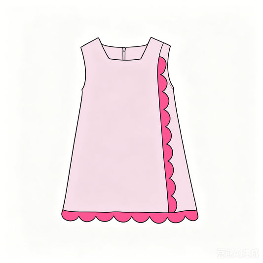 Light Pink color girls summer yoga scalloped dress preorder