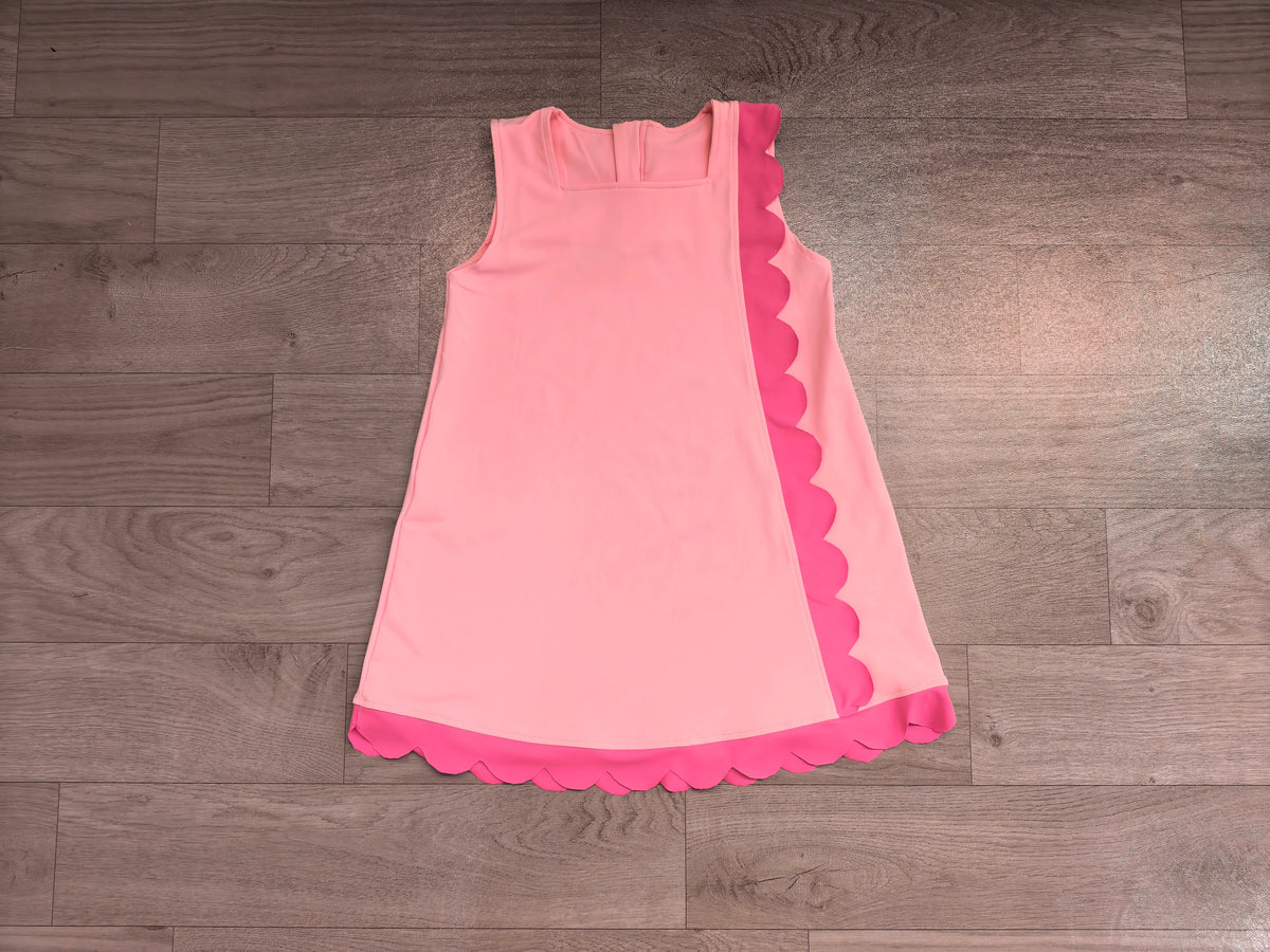 Light Pink color girls summer yoga scalloped dress preorder