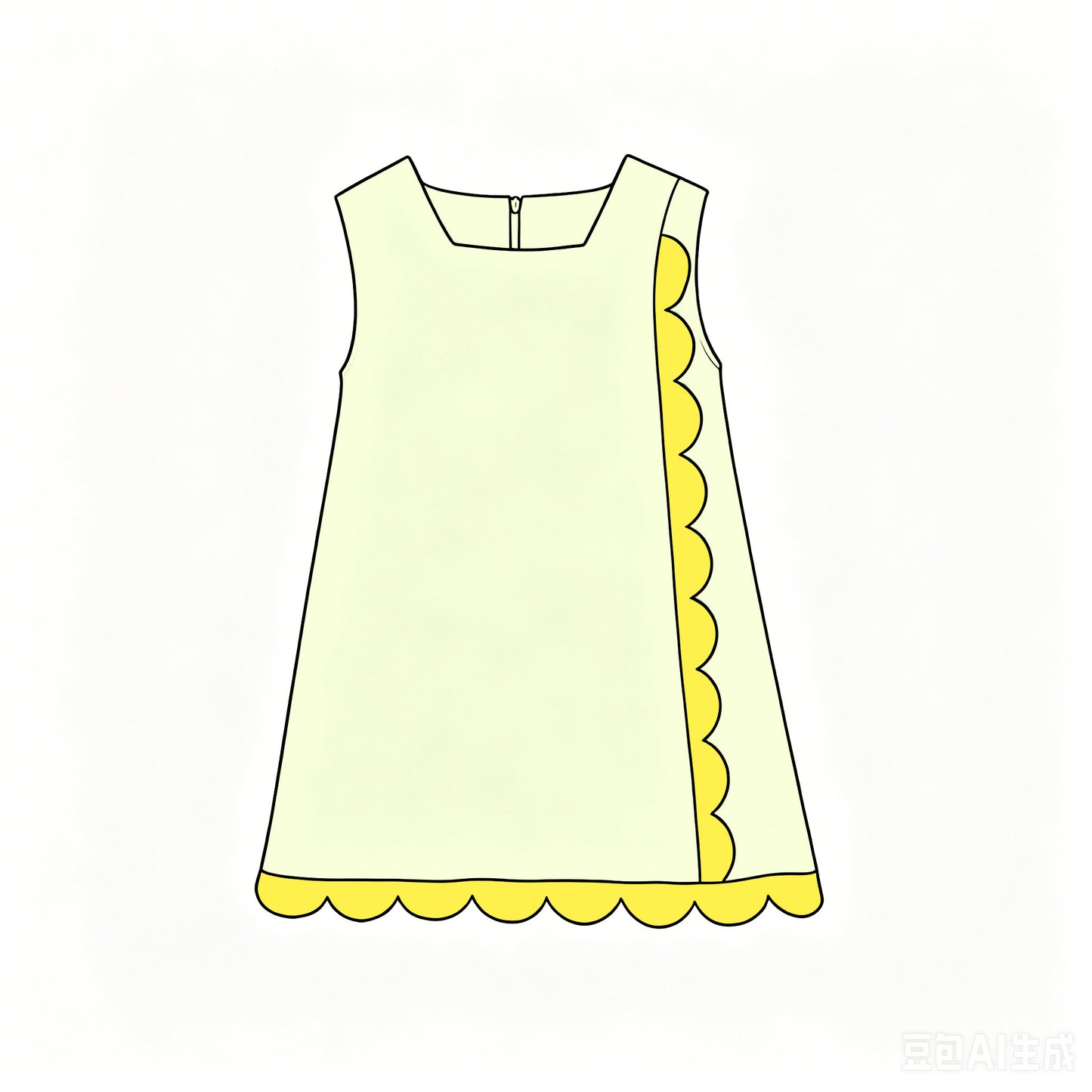Light Yellow color girls summer yoga scalloped dress preorder