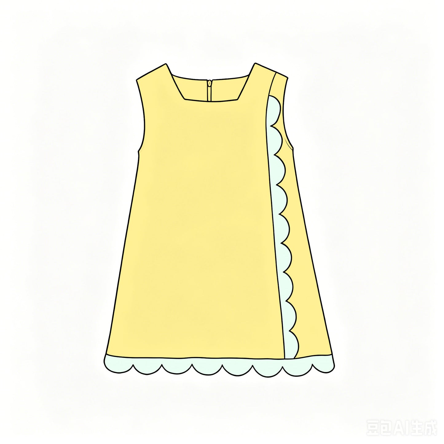 Yellow color girls summer yoga scalloped dress preorder