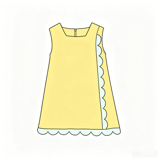 Yellow color girls summer yoga scalloped dress preorder