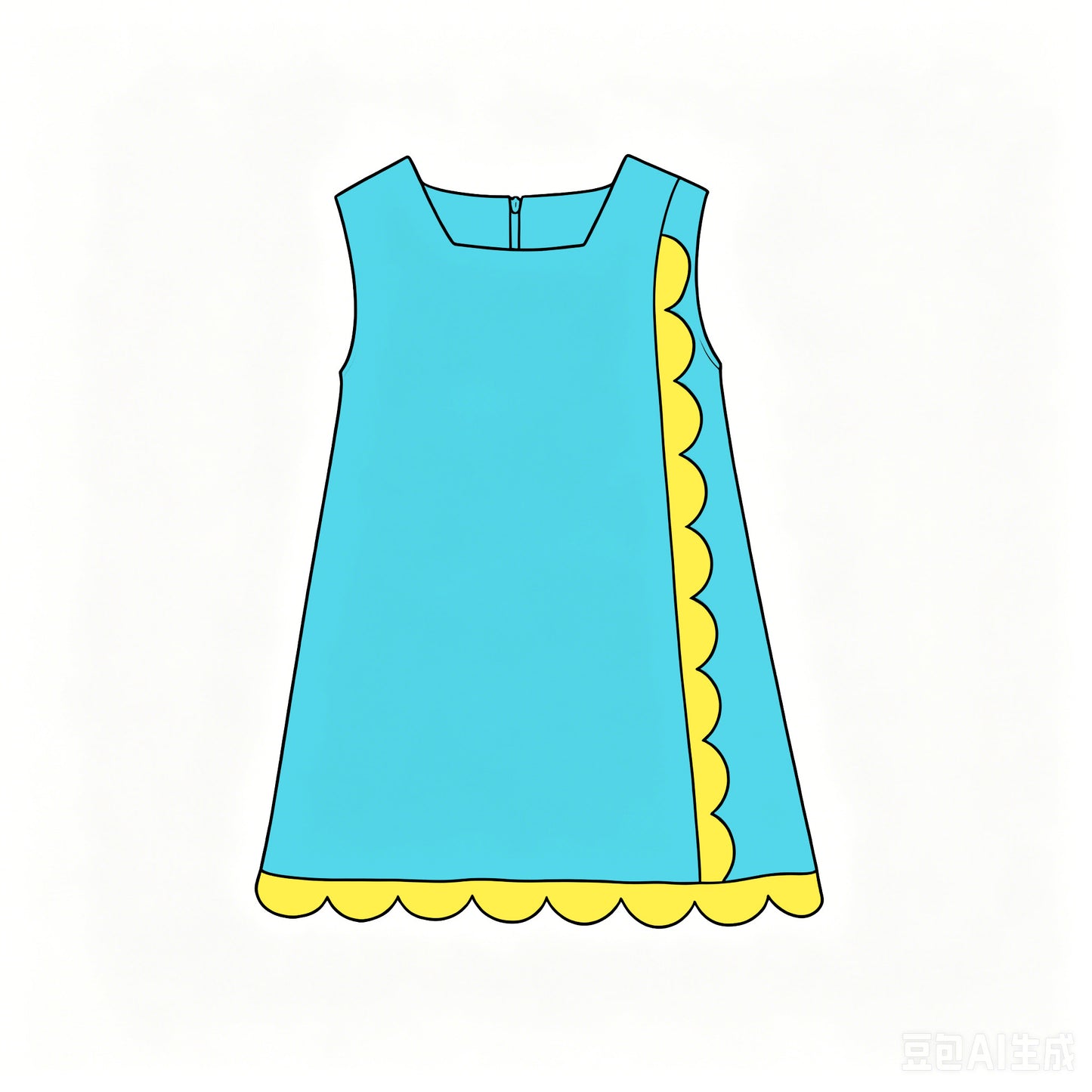 Blue color girls summer yoga scalloped dress preorder