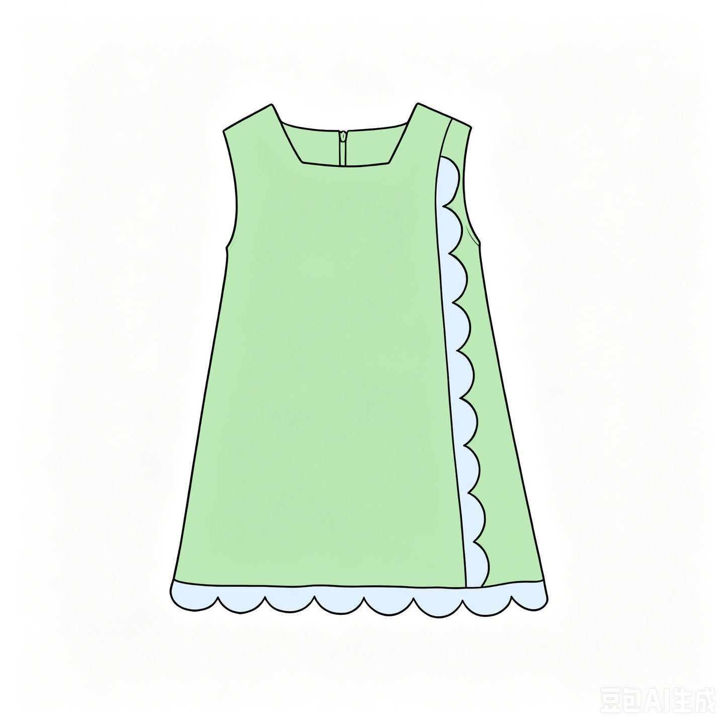 Light green color girls summer yoga scalloped dress preorder