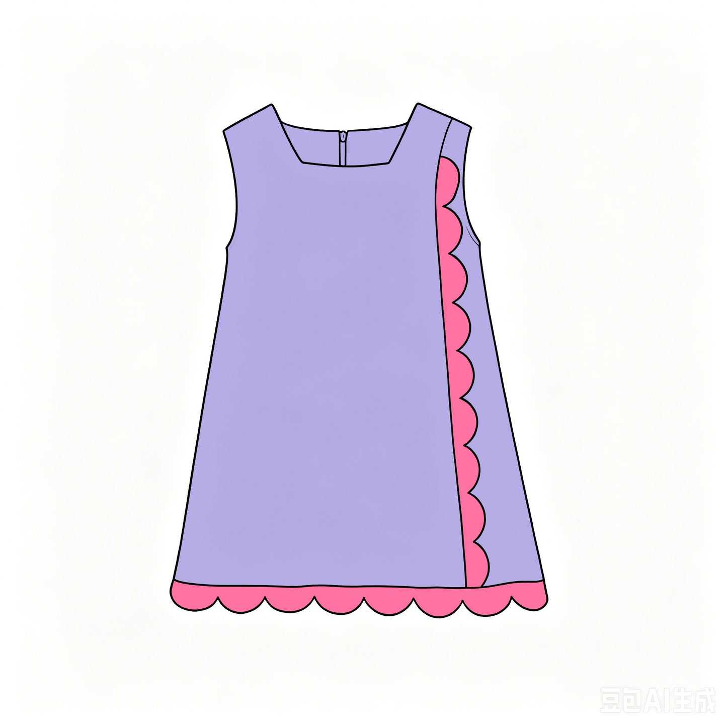 Lavender color girls summer yoga scalloped dress preorder