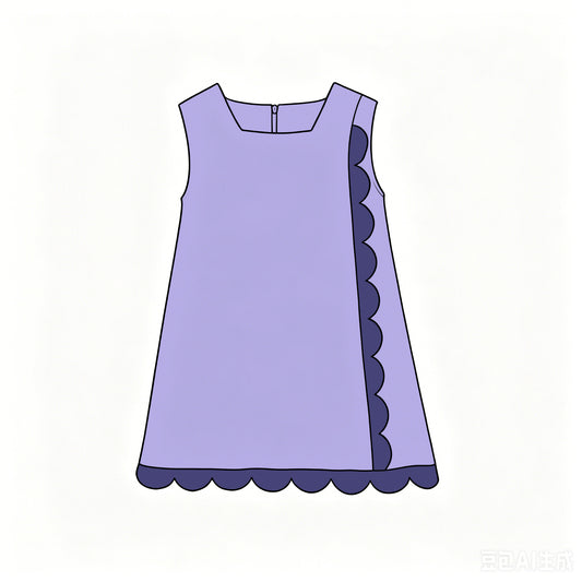 Lavender color girls summer yoga scalloped dress preorder