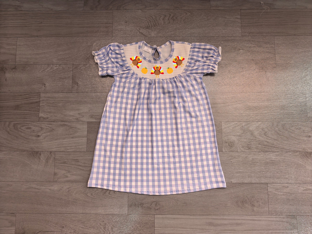Thanksgiving turkey girls short sleeve fall winter dress preorder