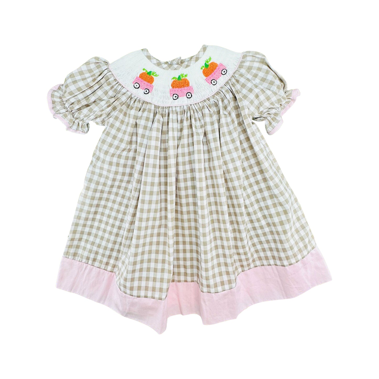 Fall pumpkin print girls short sleeve dress preorder