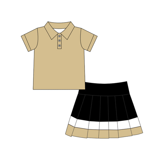 Khaki short sleeve top matching skirts girls summer yoga outfit preorder