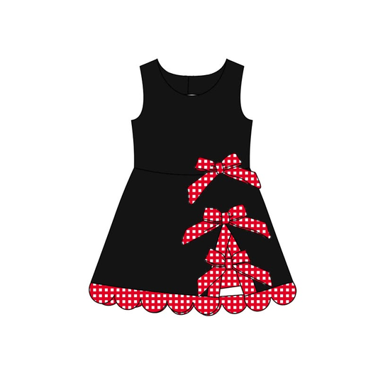 Black color girls summer yoga bow design dress preorder