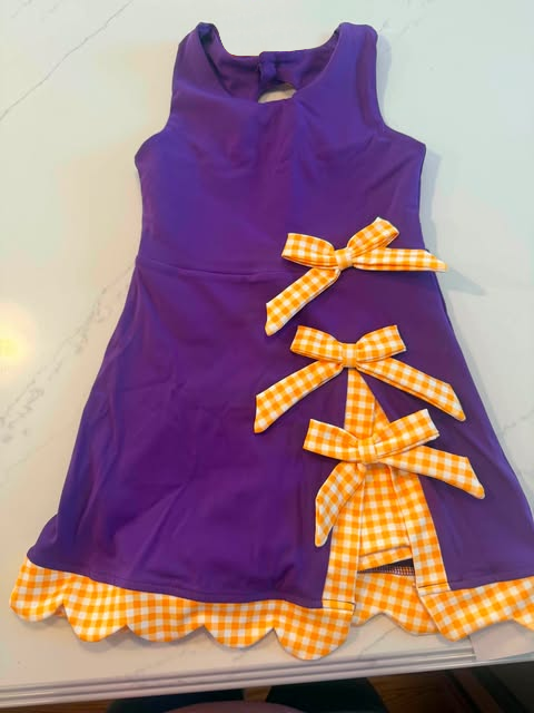 Purple color girls summer yoga bow design dress preorder
