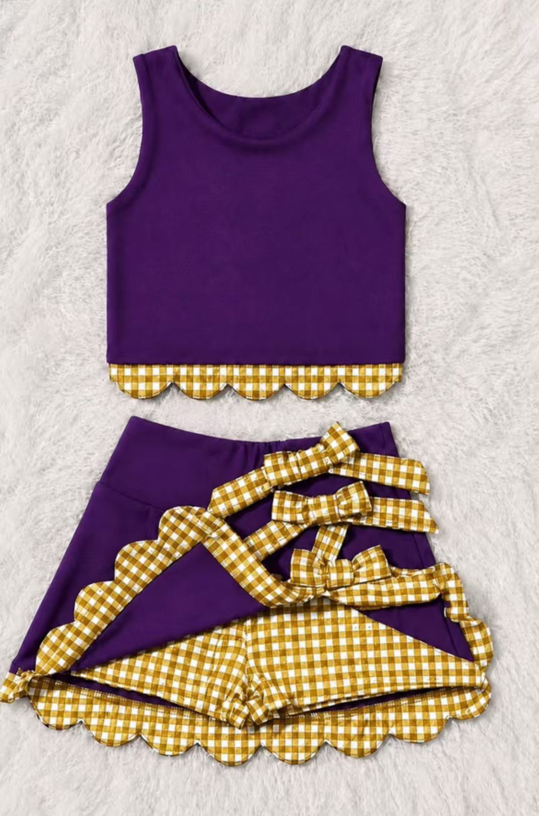 Purple yoga tank top matching skorts girls outfit preorder