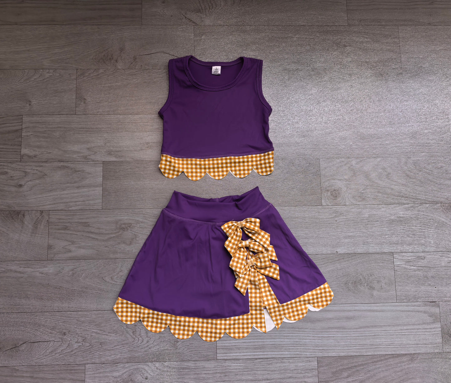 Purple yoga tank top matching skorts girls outfit preorder