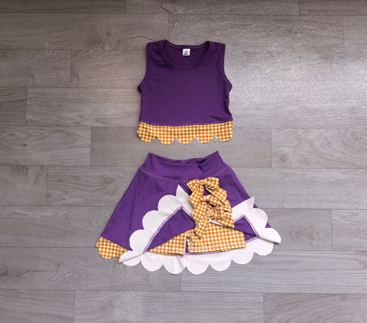 Purple yoga tank top matching skorts girls outfit preorder