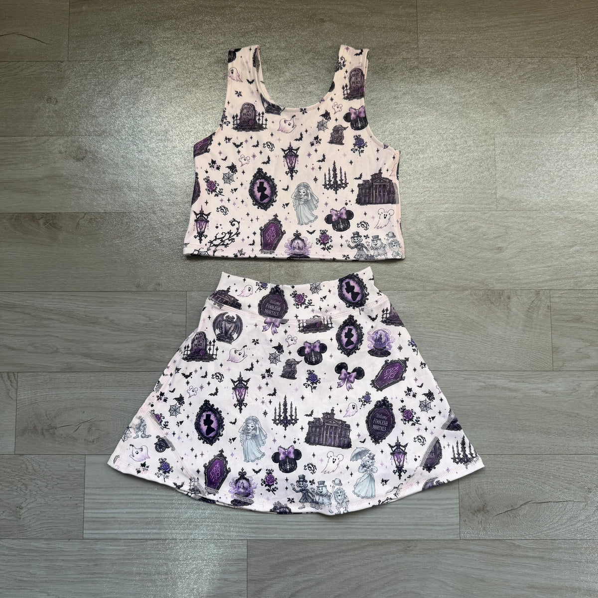 baby girls sleeveless Halloween ghost yoga top matching skorts yoga clothing set preorder