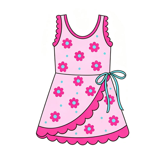Flowers color girls summer yoga scallop design dress preorder