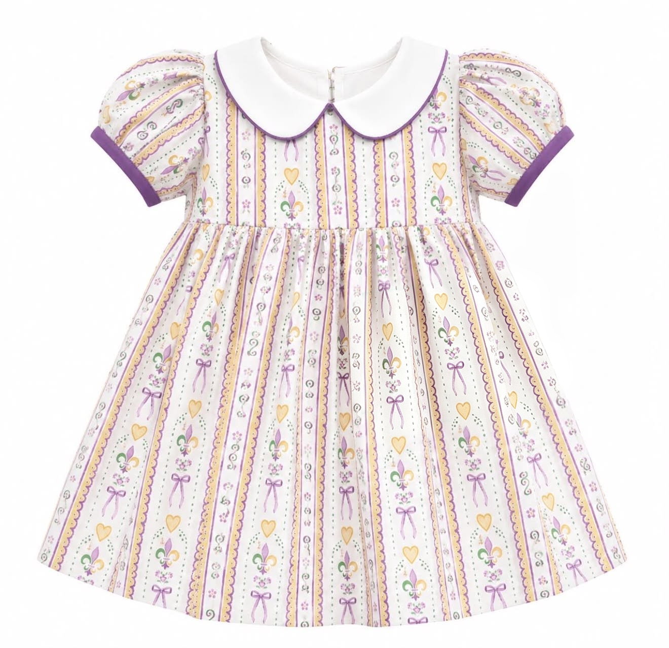 Mardi Gras print girls short sleeve dress preorder