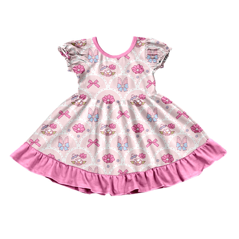 Easter bunny print girls short sleeve dress preorder