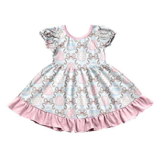 Easter bunny print girls short sleeve dress preorder
