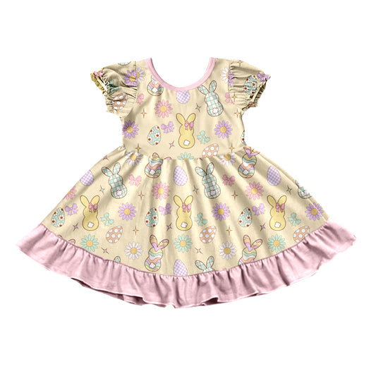 Easter bunny print girls short sleeve dress preorder