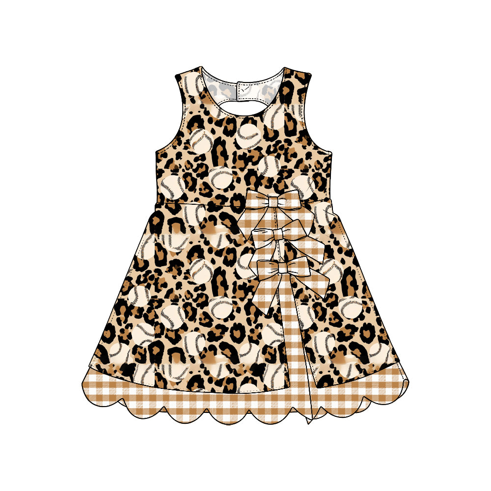 Baseball cheetah design girls sleeveless yoga dress preorder