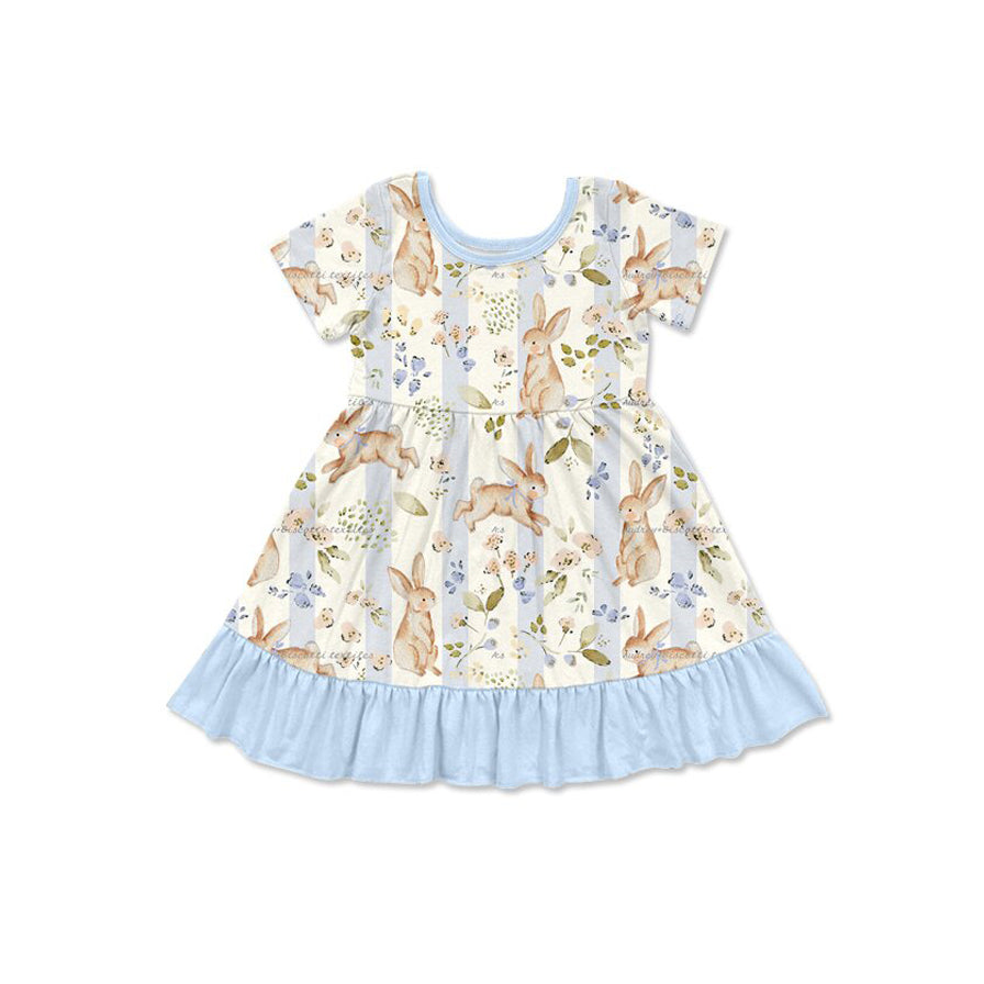 Easter bunny print girls short sleeve dress preorder