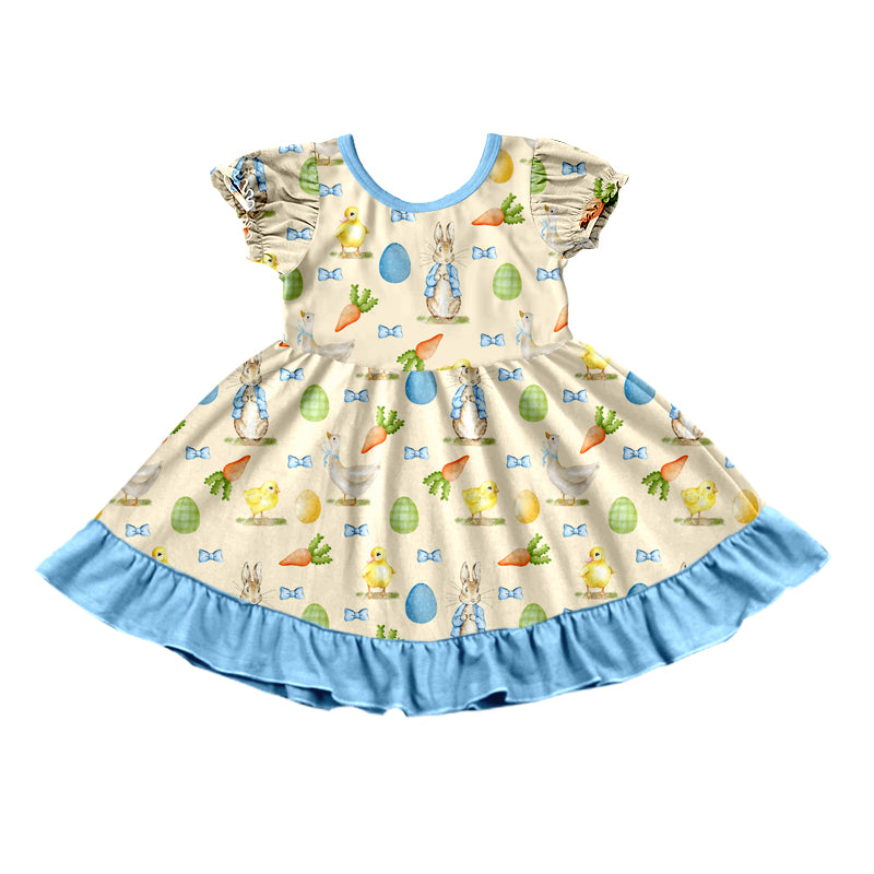 Easter bunny eggs print girls short sleeve dress preorder