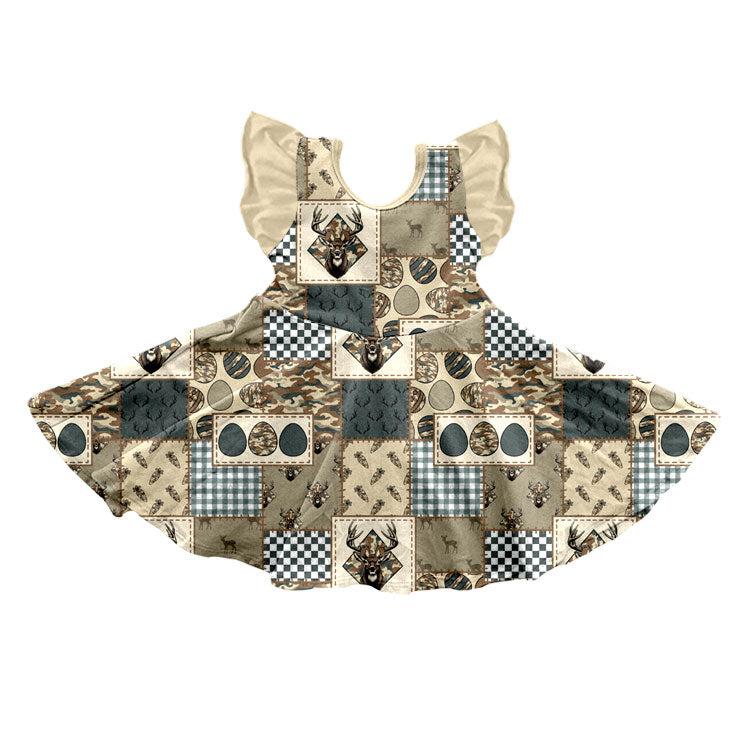 Easter bunny print girls short sleeve dress preorder